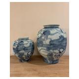 Blue and White Stoneware Vases