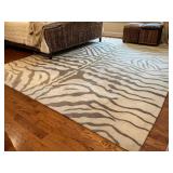 Zebra Pattern Wool Room-Size Rug, 10'x13'