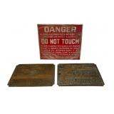 3 Industrial Placards, GE & PPL