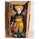 Porcelain Doll in Traditional Outfit, 17 Inches