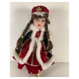 15-Inch Porcelain Doll in Holiday-Themed Outfit