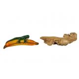 Two Carved Iguana Sculptures