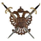 Carved Wooden Coat of Arms with Swords