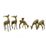 Five Brass Deer Figurines