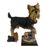 Yorkie Sculpture Lot with Resin and Ceramic Pieces