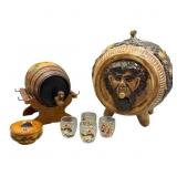 Decorative Wine Barrels, Shot Glasses, and Box