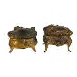 2 Art Nouveau Gilt Metal Jewelry Caskets