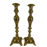 Pair Large Brass MCM Candlesticks