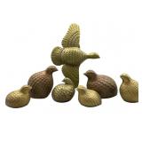 Brass Quail Figurines