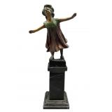 Giuseppe Ferrari Bronze Blindfolded Girl Sculpture