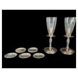 Lamps and 14 Silver Plated Coasters