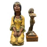 Painted Resin Statue and Metal Trophy