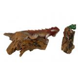 Painted Wooden Iguana Sculptures