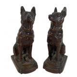 Pair Cast Metal German Shepherd Bookends