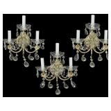 Three Crystal Wall Sconces with Gold Tone Finish