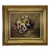 Oil on Board Floral Still Life in Gilt Frame