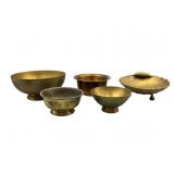 Five Brass Decorative Bowls