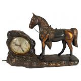 Copper-Plated Pot Metal Horse Clock