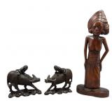 Three Carved Wooden Sculptures