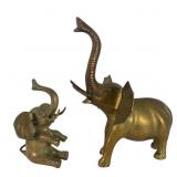 2 Vintage Brass Elephant Figurines