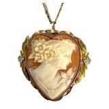 10K Gold Cameo Pendant Brooch