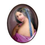 18K Gold Bezeled Mini Porcelain Brooch