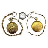1 Sterling & 2 Gold Tone Pocket Watches