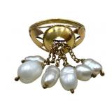 Antique 18k/14k Pearl Dangle Ring