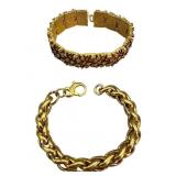 18K Gold Plated Chain & Panel Bracelets