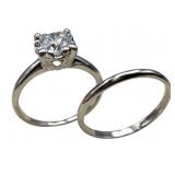 14K CZ Wedding Set with 7mm Stone