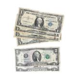 Six US Dollar Bills, 1935-1995