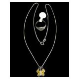 Sterling Butterfly Necklace and Ring Set