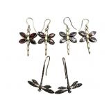 3 Pairs of Sterling Dragonfly Earrings