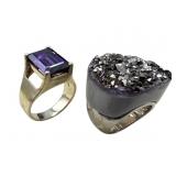 2 Unique Sterling Silver Rings