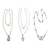 Three Sterling Necklaces With Pendants