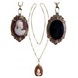 10k Victorian Cameo & Agate Locket Necklace
