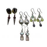 4 Pair Sterling Gemstone Earrings