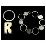 Sterling Bracelet and Keychain Set