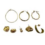 14k Gold Earring Lot, Mismatched/Damaged
