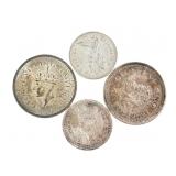 4 Foreign Silver Coins, Circulated Condition