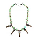 Sterling Turquoise, Mammal Claw Necklace