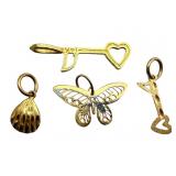 Four 14K Gold Dainty Pendants