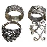 Four Sterling Silver Rings