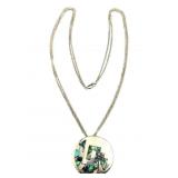 Taxco 925 Abalone Pendant & Brooch Necklace