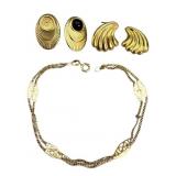 14K Gold Earrings and Bracelet