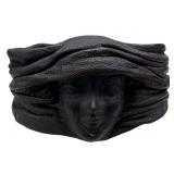 Black Leather Cuff with 3-D Face Design