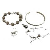 Sterling Bracelets, Necklace, Pendants Lot