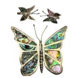 Sterling and Abalone Butterfly Set