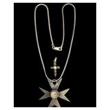 Sterling Cross Pendants with 15 Inch Chain