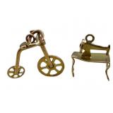 10k Bicycle and Sewing Machine Charms